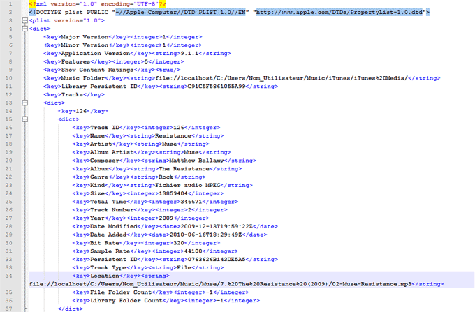 iTunes library xml file